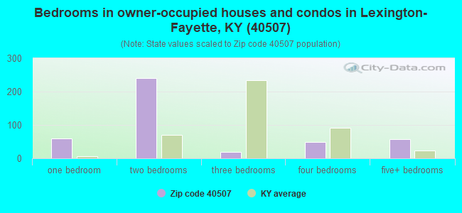 Bedrooms in owner-occupied houses and condos in Lexington-Fayette, KY (40507) 