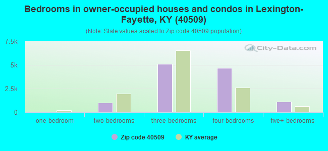 Bedrooms in owner-occupied houses and condos in Lexington-Fayette, KY (40509) 