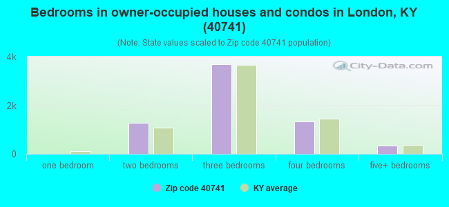 Bedrooms in owner-occupied houses and condos in London, KY (40741) 