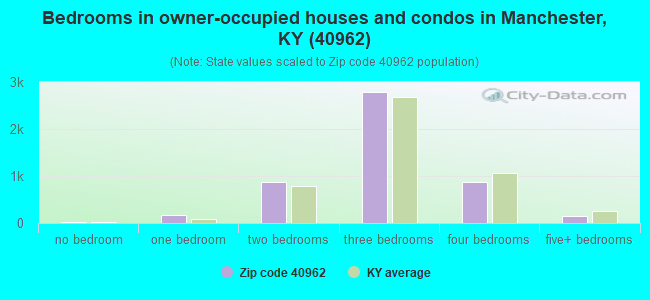 Bedrooms in owner-occupied houses and condos in Manchester, KY (40962) 