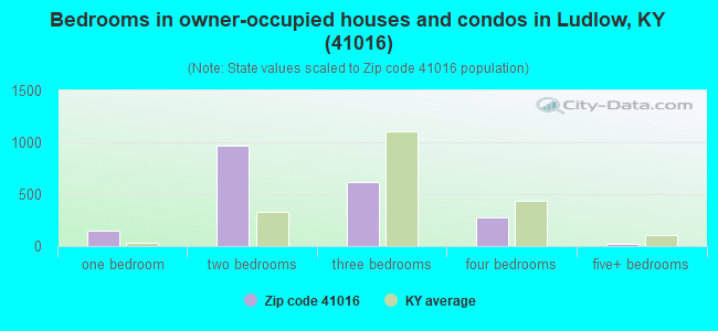 Bedrooms in owner-occupied houses and condos in Ludlow, KY (41016) 