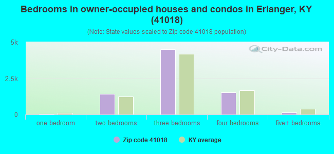 Bedrooms in owner-occupied houses and condos in Erlanger, KY (41018) 