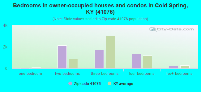 Bedrooms in owner-occupied houses and condos in Cold Spring, KY (41076) 