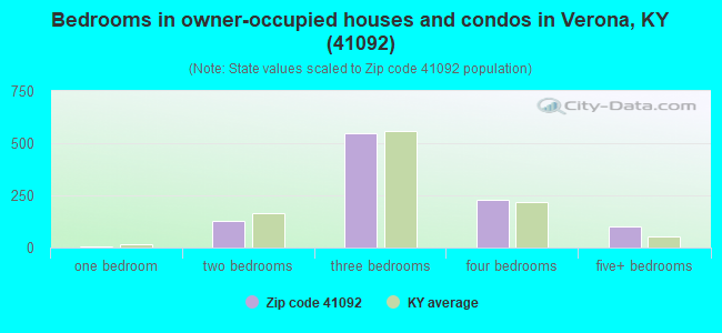 Bedrooms in owner-occupied houses and condos in Verona, KY (41092) 