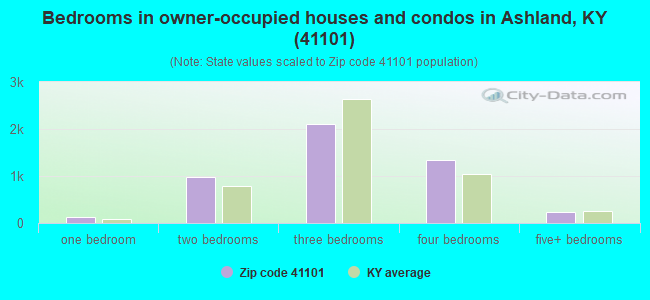 Bedrooms in owner-occupied houses and condos in Ashland, KY (41101) 