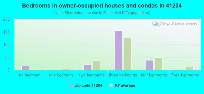 Bedrooms in owner-occupied houses and condos in 41204 