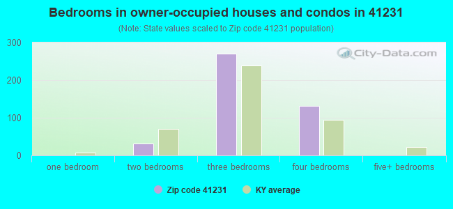 Bedrooms in owner-occupied houses and condos in 41231 