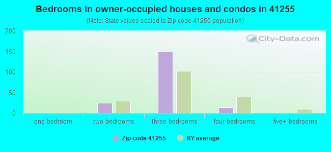 Bedrooms in owner-occupied houses and condos in 41255 