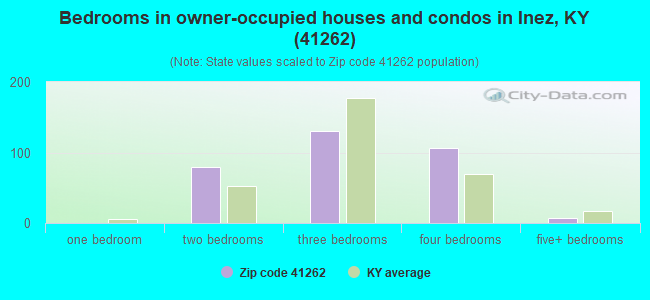 Bedrooms in owner-occupied houses and condos in Inez, KY (41262) 