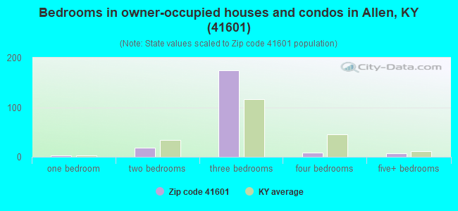 Bedrooms in owner-occupied houses and condos in Allen, KY (41601) 