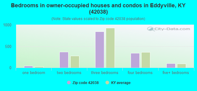 Bedrooms in owner-occupied houses and condos in Eddyville, KY (42038) 