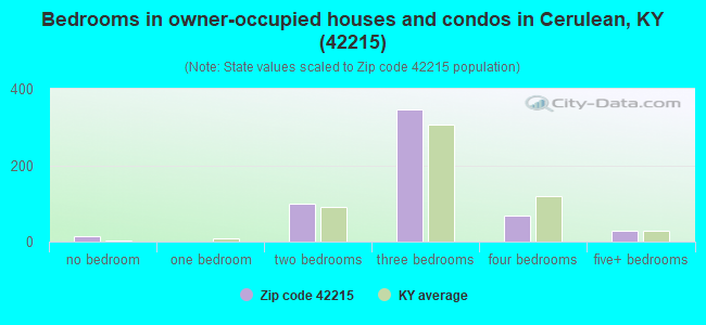 Bedrooms in owner-occupied houses and condos in Cerulean, KY (42215) 