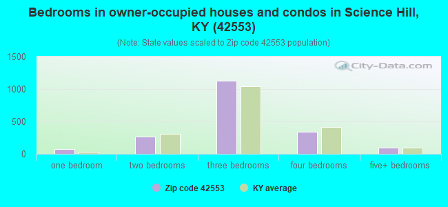 Bedrooms in owner-occupied houses and condos in Science Hill, KY (42553) 