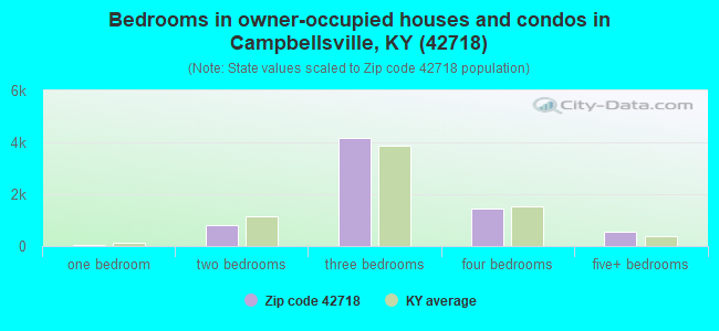 Bedrooms in owner-occupied houses and condos in Campbellsville, KY (42718) 