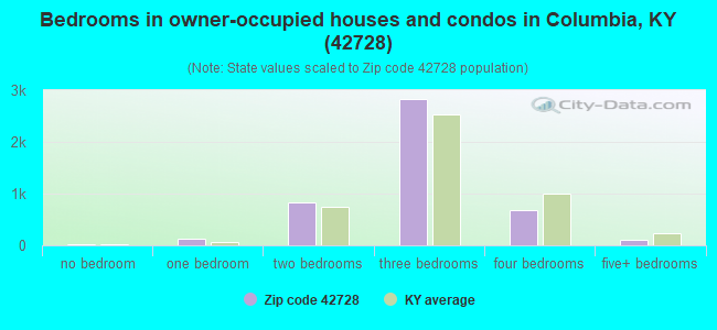 Bedrooms in owner-occupied houses and condos in Columbia, KY (42728) 