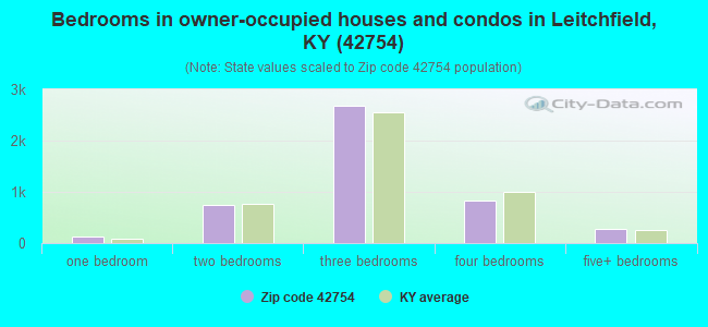 Bedrooms in owner-occupied houses and condos in Leitchfield, KY (42754) 