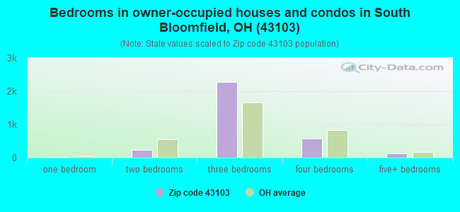 Bedrooms in owner-occupied houses and condos in South Bloomfield, OH (43103) 