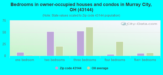 Bedrooms in owner-occupied houses and condos in Murray City, OH (43144) 