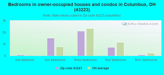 Bedrooms in owner-occupied houses and condos in Columbus, OH (43223) 