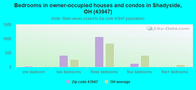 Bedrooms in owner-occupied houses and condos in Shadyside, OH (43947) 