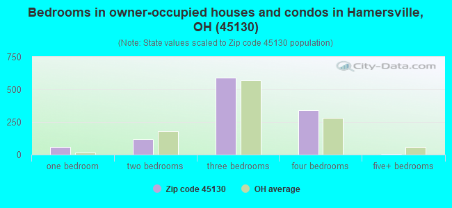 Bedrooms in owner-occupied houses and condos in Hamersville, OH (45130) 