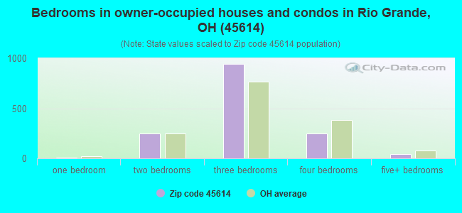Bedrooms in owner-occupied houses and condos in Rio Grande, OH (45614) 