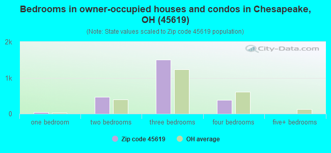 Bedrooms in owner-occupied houses and condos in Chesapeake, OH (45619) 