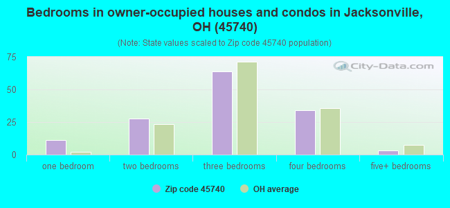 Bedrooms in owner-occupied houses and condos in Jacksonville, OH (45740) 