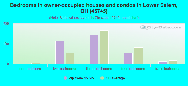 Bedrooms in owner-occupied houses and condos in Lower Salem, OH (45745) 