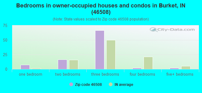 Bedrooms in owner-occupied houses and condos in Burket, IN (46508) 