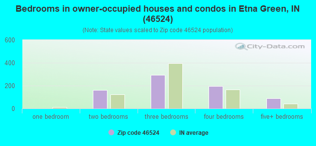 Bedrooms in owner-occupied houses and condos in Etna Green, IN (46524) 