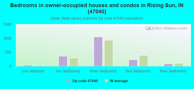 Bedrooms in owner-occupied houses and condos in Rising Sun, IN (47040) 
