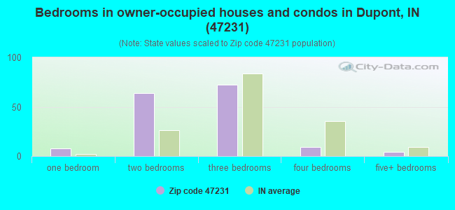 Bedrooms in owner-occupied houses and condos in Dupont, IN (47231) 