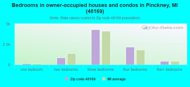 Bedrooms in owner-occupied houses and condos in Pinckney, MI (48169) 