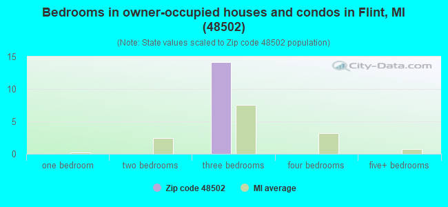 Bedrooms in owner-occupied houses and condos in Flint, MI (48502) 