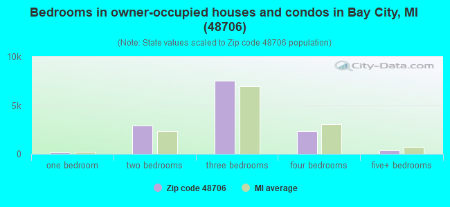 Bedrooms in owner-occupied houses and condos in Bay City, MI (48706) 