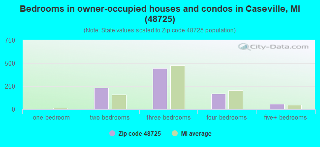 Bedrooms in owner-occupied houses and condos in Caseville, MI (48725) 