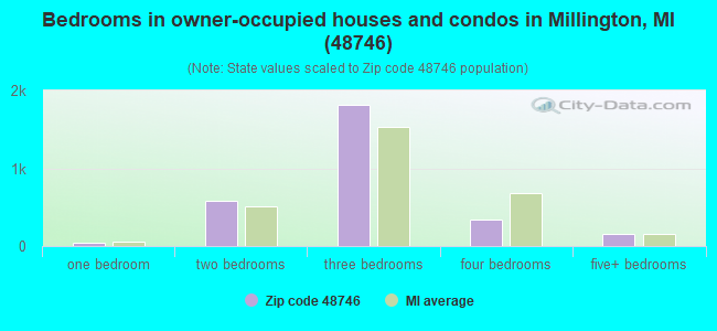 Bedrooms in owner-occupied houses and condos in Millington, MI (48746) 