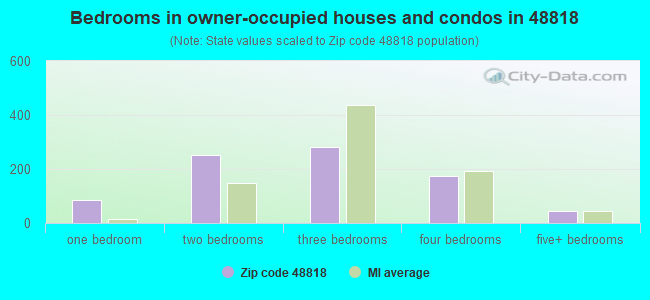 Bedrooms in owner-occupied houses and condos in 48818 