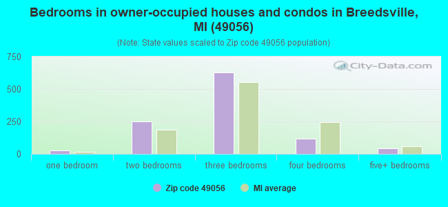 Bedrooms in owner-occupied houses and condos in Breedsville, MI (49056) 