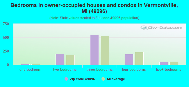 Bedrooms in owner-occupied houses and condos in Vermontville, MI (49096) 