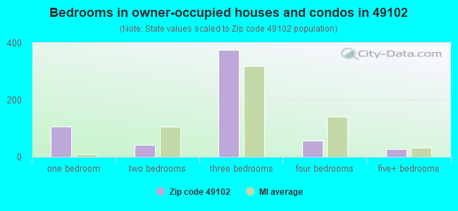 Bedrooms in owner-occupied houses and condos in 49102 