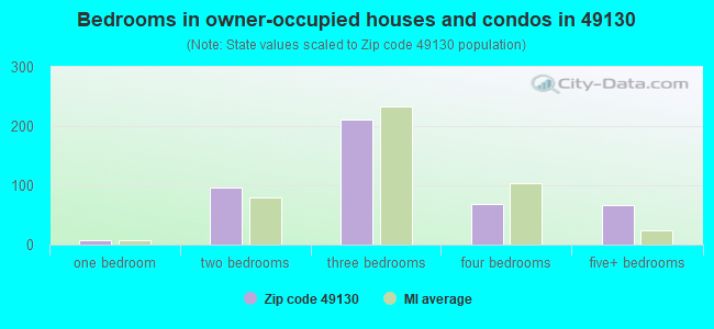 Bedrooms in owner-occupied houses and condos in 49130 