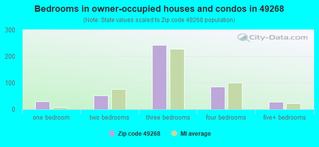 Bedrooms in owner-occupied houses and condos in 49268 