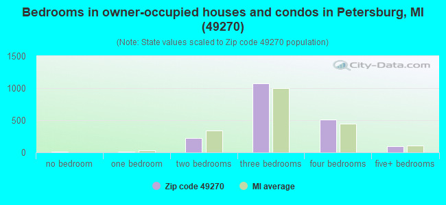 Bedrooms in owner-occupied houses and condos in Petersburg, MI (49270) 