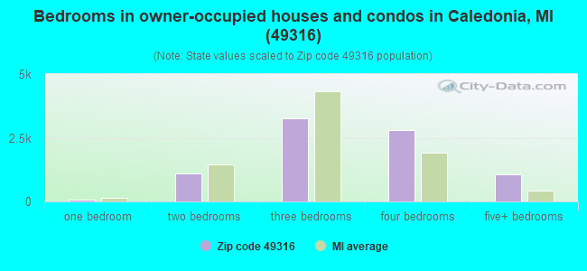Bedrooms in owner-occupied houses and condos in Caledonia, MI (49316) 