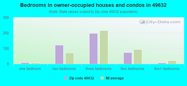 Bedrooms in owner-occupied houses and condos in 49632 