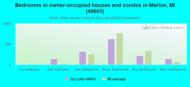 Bedrooms in owner-occupied houses and condos in Marion, MI (49665) 