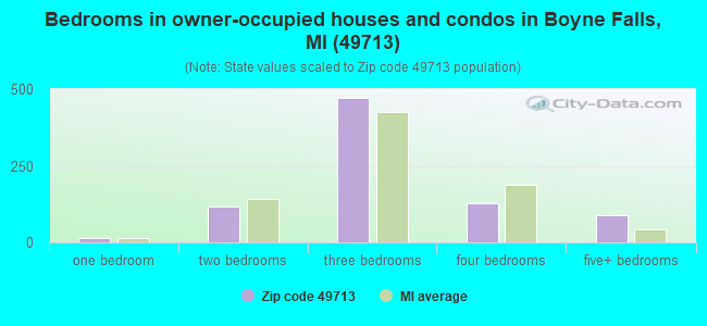 Bedrooms in owner-occupied houses and condos in Boyne Falls, MI (49713) 