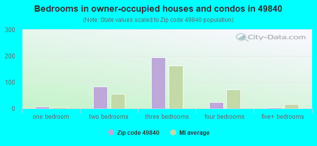 Bedrooms in owner-occupied houses and condos in 49840 